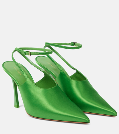 Givenchy Show Satin Slingback Pumps In Absynthe Green