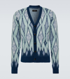 Amiri Argyle Mohair Blend Knit Cardigan In Blue