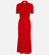 Gabriela Hearst Amor Cashmere Ribbed Polo Dress In Scarlet Red