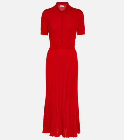 Gabriela Hearst Amor Cashmere Ribbed Polo Dress In Red
