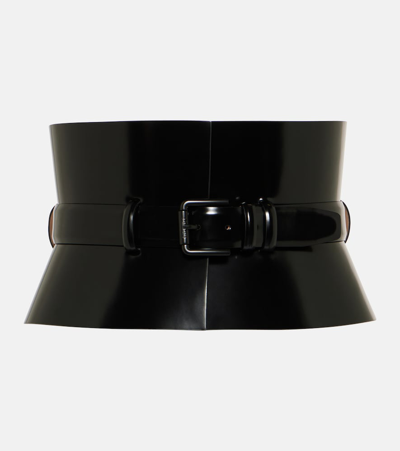 Max Mara Bustier175 Patent Leather Belt In Black