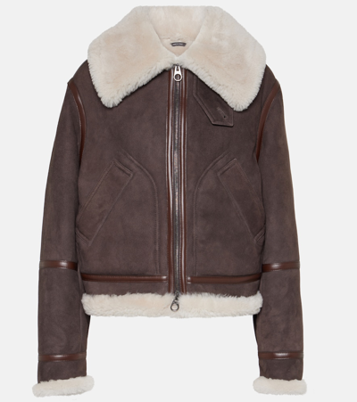 Loro Piana Shearling-trimmed Suede Jacket In Brown