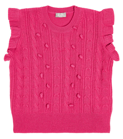 Il Gufo Kids' Cable Wool Knit Vest In Fuchsia