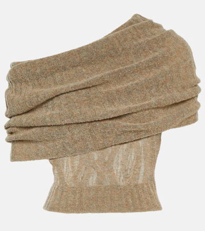 Jean Paul Gaultier X Knwls Off-shoulder Wool-blend Top In