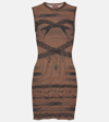 Jean Paul Gaultier X Knwls Printed Mini Dress In Brown Polyamide In Neutrals