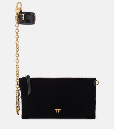 Tom Ford Velvet Chain Shoulder Bag With Cuff Bracelet In Black