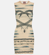 Jean Paul Gaultier Graphic-print Sleeveless Minidress In Beige
