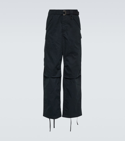 Sacai Drawstring Tapered Trousers In Black