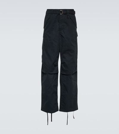 Sacai Drawstring Tapered Pants In Black