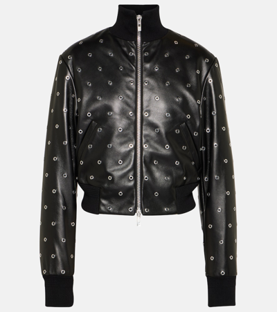 Alaïa Studded Leather Bomber Jacket In Black