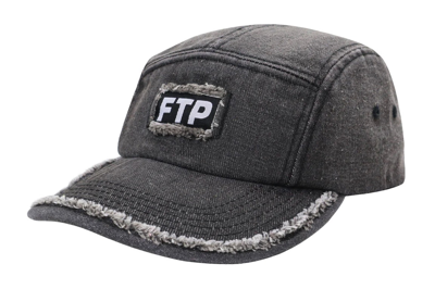 Pre-owned Ftp Frayed Denim Logo Camp Hat Black
