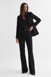 Reiss Black Gabi Petite Flared Suit Trousers In Black