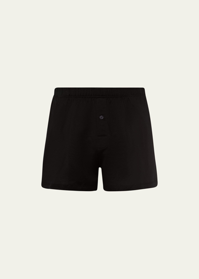 Hanro Men's Sporty Mercerized Cotton Boxers In Black