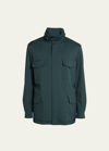 Loro Piana Men's Traveler Windmate Storm System Jacket In 5i26 Boreal Green