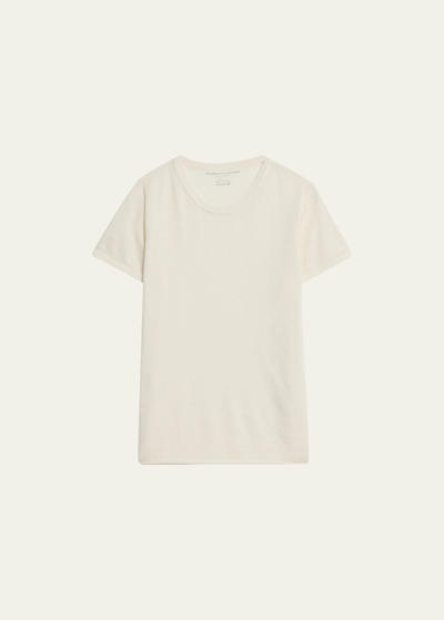 Majestic Cashmere Short-sleeve Crewneck Top In Milk