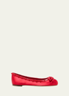 Valentino Garavani Womens Red Rockstud Bow-embellished Satin Ballet Flats In Ju5 Rouge Pur