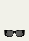 Fendi Baguette Acetate Oval Sunglasses In Sblk/smk