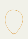 SHERMAN FIELD, 1967 18K YELLOW GOLD CONVERTIBLE TRIPLE CHAIN SMALL LINK NECKLACE WITH DOUBLE KEY RING, 18"L