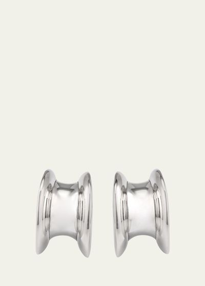 Bottega Veneta Sterling Silver Hoop Earrings In Argento