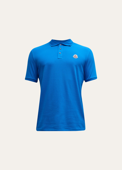 Moncler Cotton Regular Fit Polo Shirt In Bright Blue