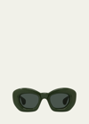Loewe Inflated Butterfly-frame Acetate Sunglasses In Sdkgrn/grn