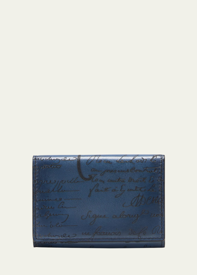 Berluti Men's Imbuia Scritto Leather Bifold Card Holder In Aveiro