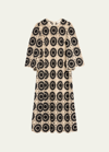 Zimmermann Wide-sleeve Crocheted Dress In Creamblack