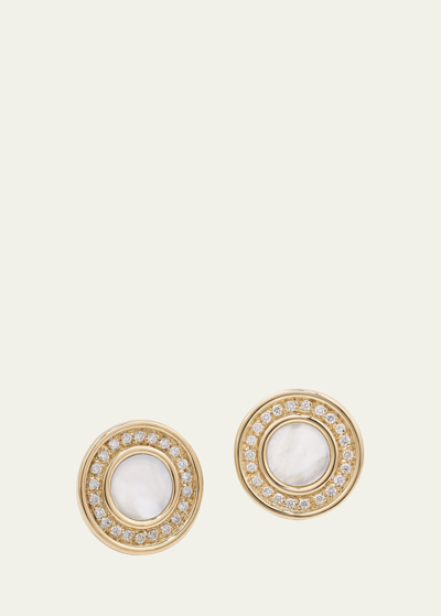 L. Klein Toscano 18k Yellow Gold Earrings With Mother-of-pearl And Diamonds In White/gold
