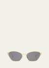 Loewe Anagram Golden Metal Cat-eye Sunglasses In Sengld/smk