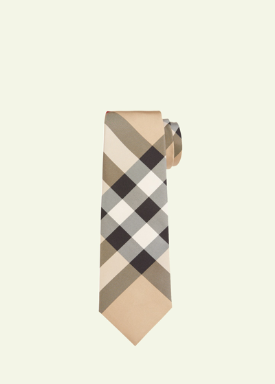 Burberry Men's Blade 7cm Exploded Check Tie In Beige