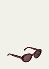 Celine Acetate Cat-eye Sunglasses In Havana / Smoke