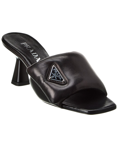 Prada Nappa Leather Padded Sandals In Black
