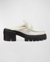 STUART WEITZMAN SOHO CHILL LEATHER SHEARLING LOAFER MULES