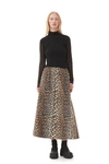 Ganni Leopard Printed Elasticated Maxi Skirt
