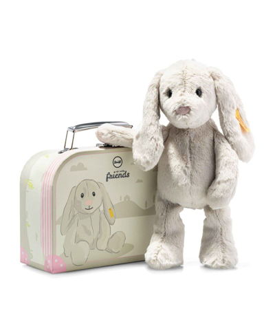 Steiff Babies' Hoppie Soft Toy In Suitcase (26cm) In White