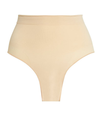 Skims Seamless Sculpt Mid-waist Briefs In Nude