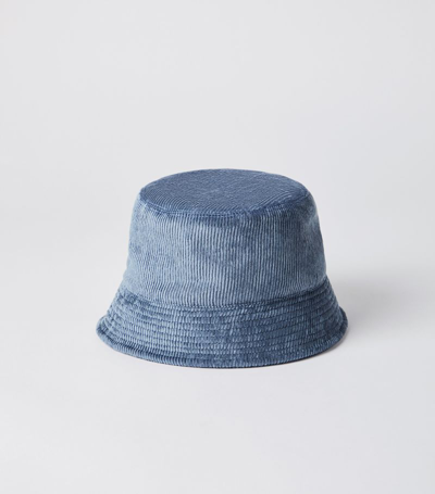 Brunello Cucinelli Narrow-brim Corduroy Bucket Hat In Blue