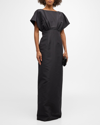 Carolina Herrera Silk Column Gown With Fan Bodice In Black
