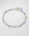 SWAROVSKI GEMA RHODIUM-TONE MIX-CUT MULTICOLOR STATEMENT NECKLACE