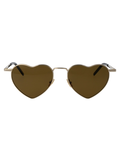 Saint Laurent Sl 301 Loulou Sunglasses In 015 Gold Gold Brown