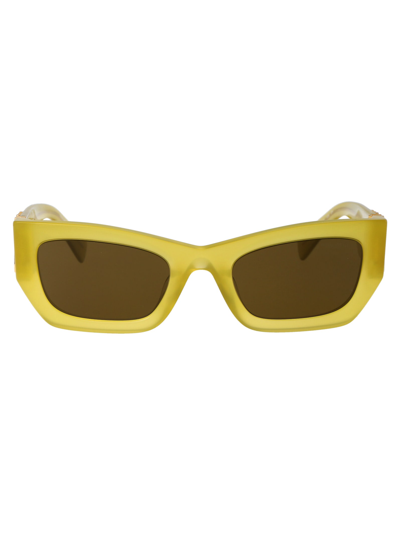 Miu Miu Mu Rectangular Sunglasses, 53mm In Brown / Yellow