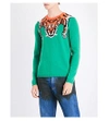 GUCCI TIGER JACQUARD-KNITTED WOOL SWEATER