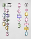 Swarovski Gema Multicolor Mixed Cut Linear Front To Back Earrings In Rhodium Plated In Multi