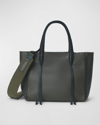 Callista Mini Braided Leather Tote Bag In Khaki
