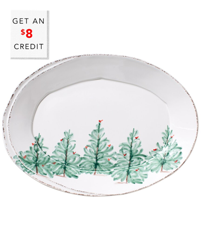 Vietri Lastra Holiday Small Oval Platter With $8 Credit In Multicolor