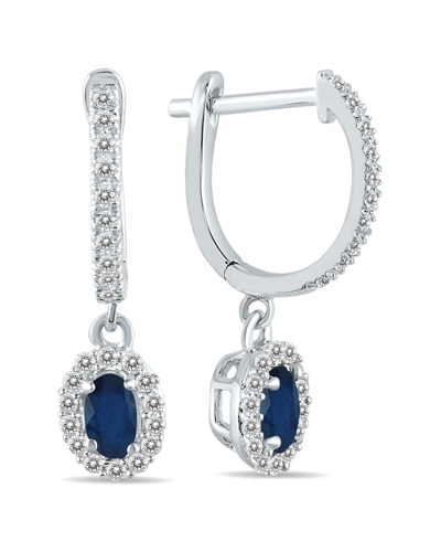 Gem Spark 14k 0.86 Ct. Tw. Diamond & Sapphire Dangle Earrings