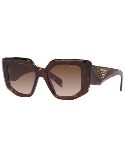 Prada Womens Brown Pr 14zs Irregular-frame Tortoiseshell Acetate Sunglasses