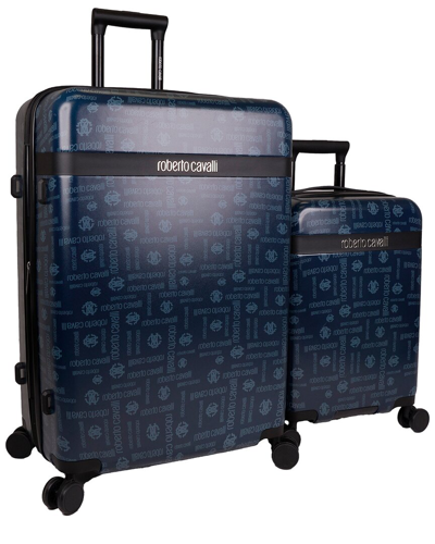 Roberto Cavalli Molded Monogram Luggage Set In Blue