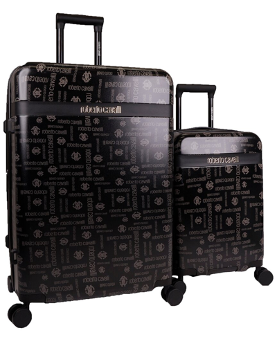 Roberto Cavalli Molded Monogram Luggage Set In Black