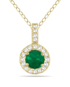 GEM SPARK GEM SPARK 14K 0.55 CT. TW. DIAMOND & EMERALD NECKLACE